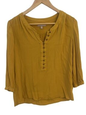 Banana Republic Mustard Yellow Button-Front Peasant Blouse